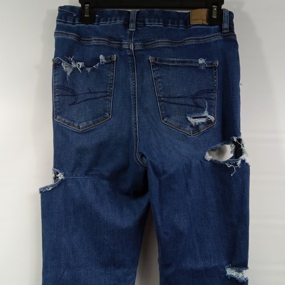 American Eagle Curvy Hi-Rise Jegging Torn Look Size 10 Petite - Picture 5 of 9